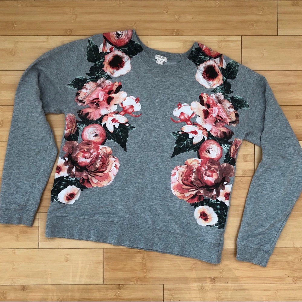 J.Crew Floral Print Pullover Cropped Sweatshirt